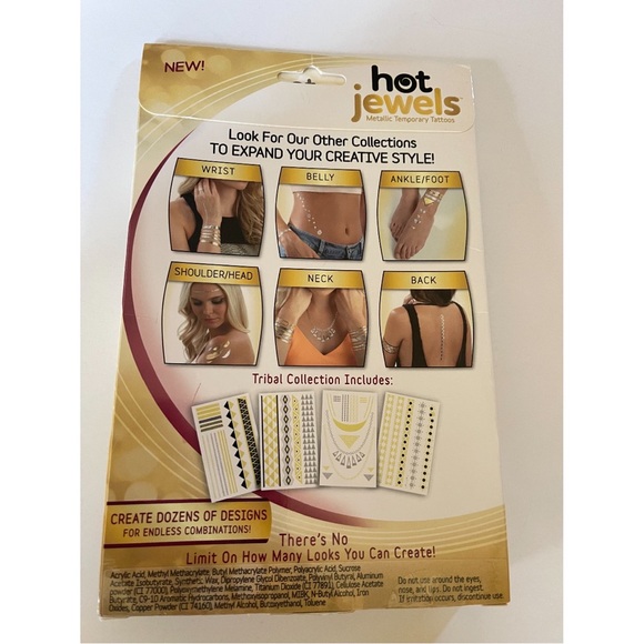 Hot jewels metallic temporary tattoos - New in box - Picture 2 of 2